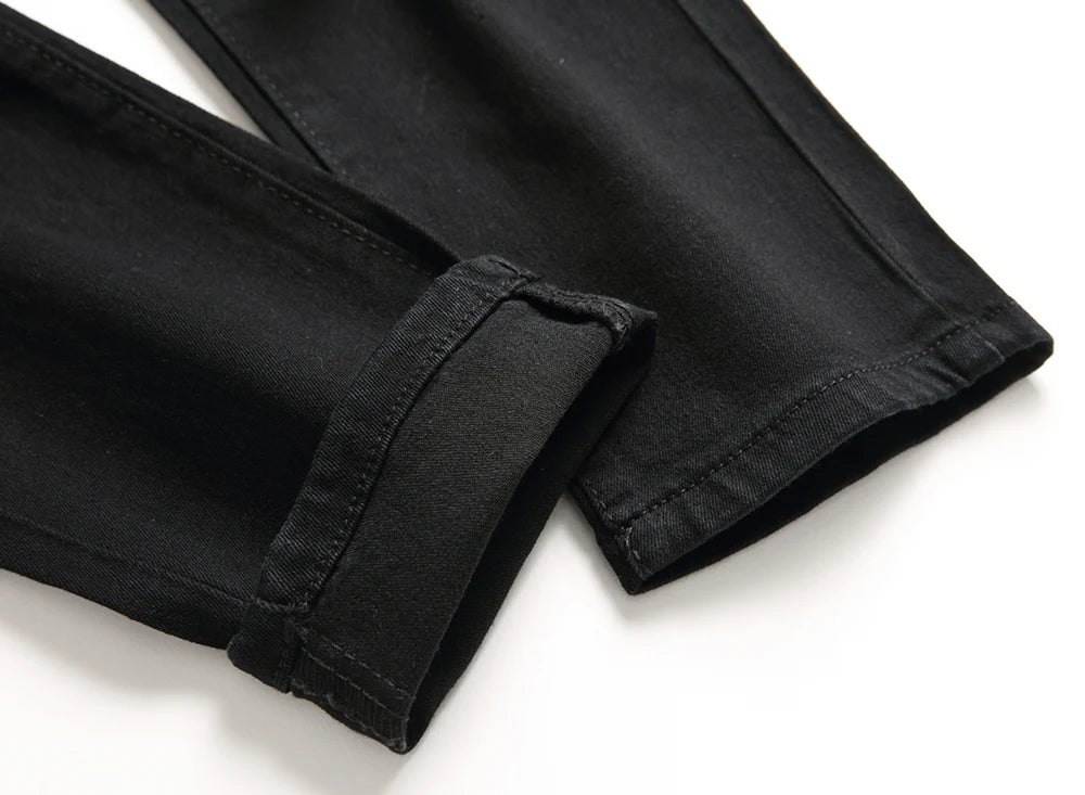 Jeans For Men Fashion Ripped Biker Skinny Denim Trousers High Street Slim Jogging Pants Homme