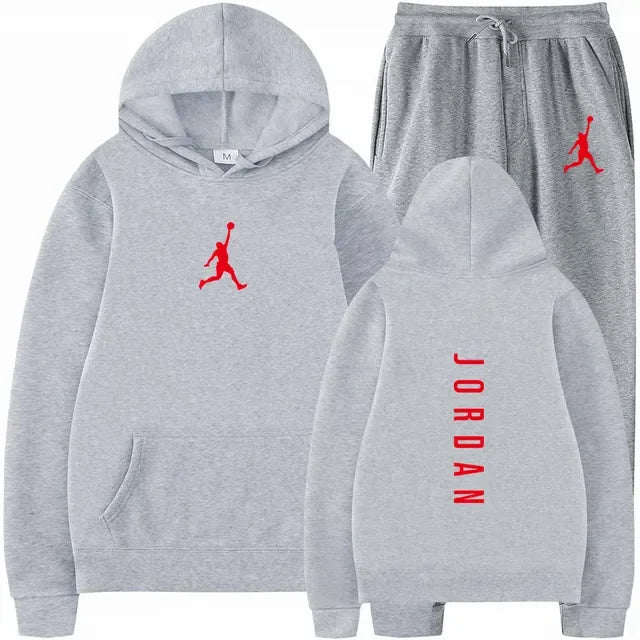 Men's Essential Winter Tracksuit - Heavyweight Solid Color Hoodie & Stretch Jogger Set - 2-Piece Urban Sportswear
