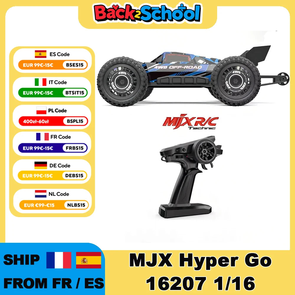 MJX Hyper Go 16207 Brushless Rc Car 70KM/H High Speed Remote Control Truck 1/16 2.4G 4WD Racing Car Off-Road  Drift Cars - trendingshoping.com