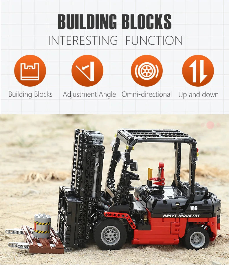 MOULD KING 13106 Technical Car Toys The MOC-3681 APP&RC Custom Forklift Truck Model Building Blocks Bricks Kids Christmas Gift - trendingshoping.com