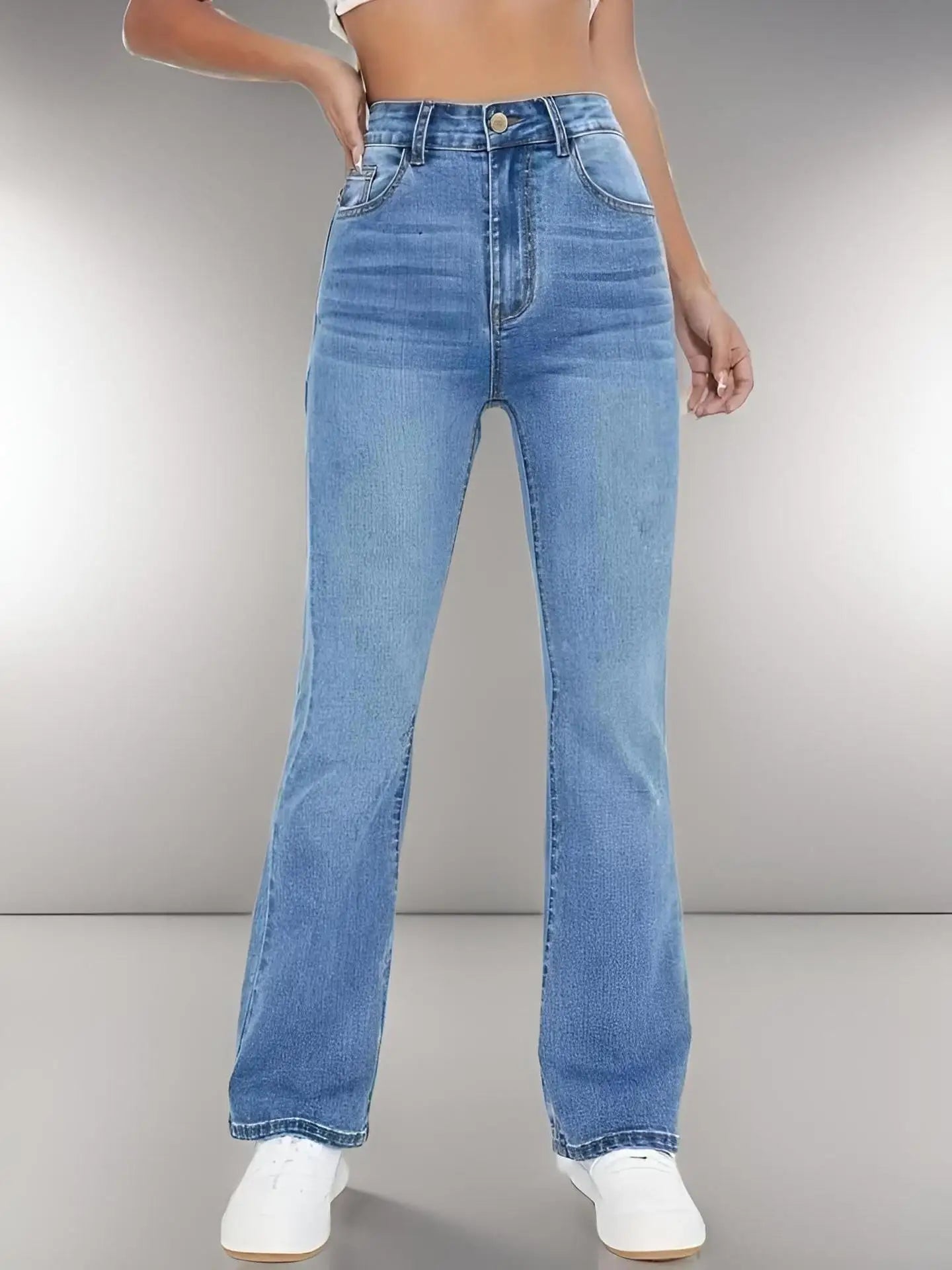 New Womens Hot Jeans Slimming European American Style Casual Versatile High Waist Washed Denim