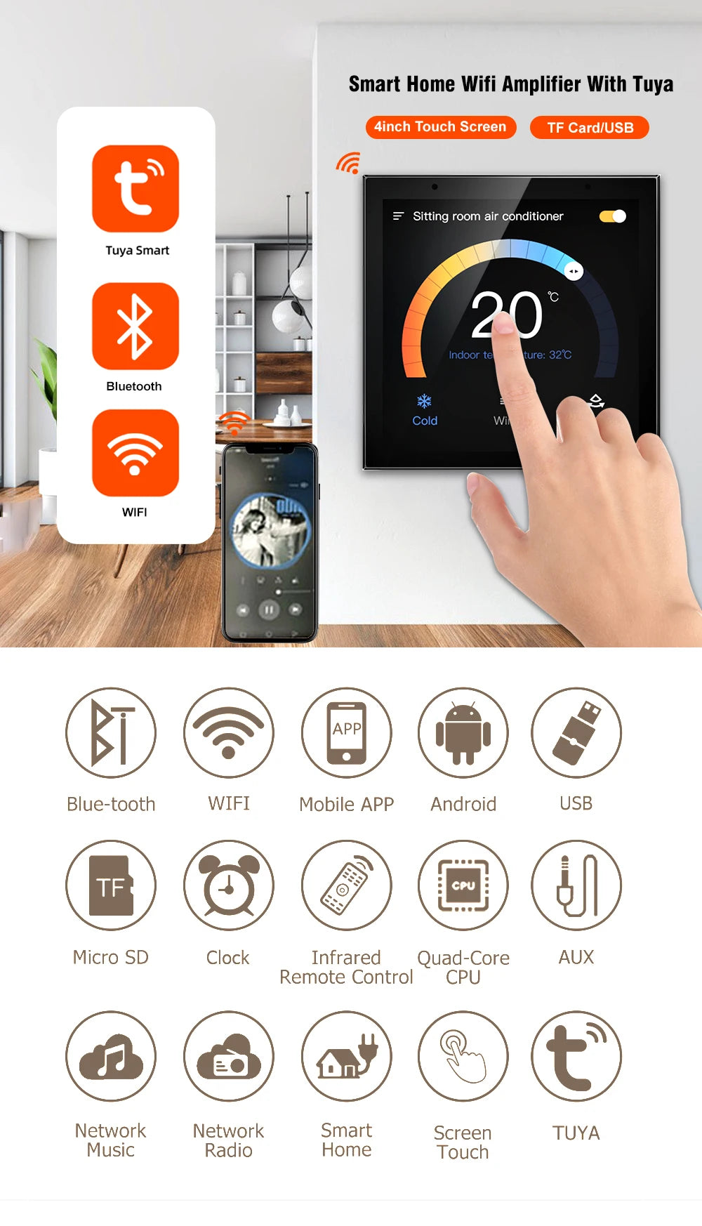 Tuya Smart Home Control Panel Controls All Tuya Smart Products Such As Home Smart Speakers and Lights Smart Home Automation