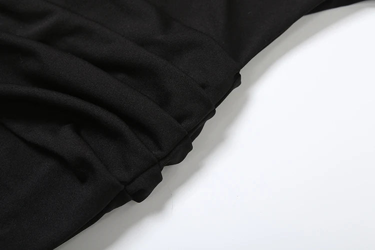 Nibber Women's Sexy V-Neck Mini Dress Long Sleeve Ruched Hidden Button Fashion