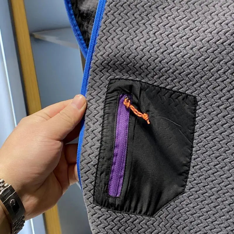 Mens Warm Fleece Hoodie Outdoor Jacket Breathable Skin Friendly Autumn Winter Thermal Sweatshirt