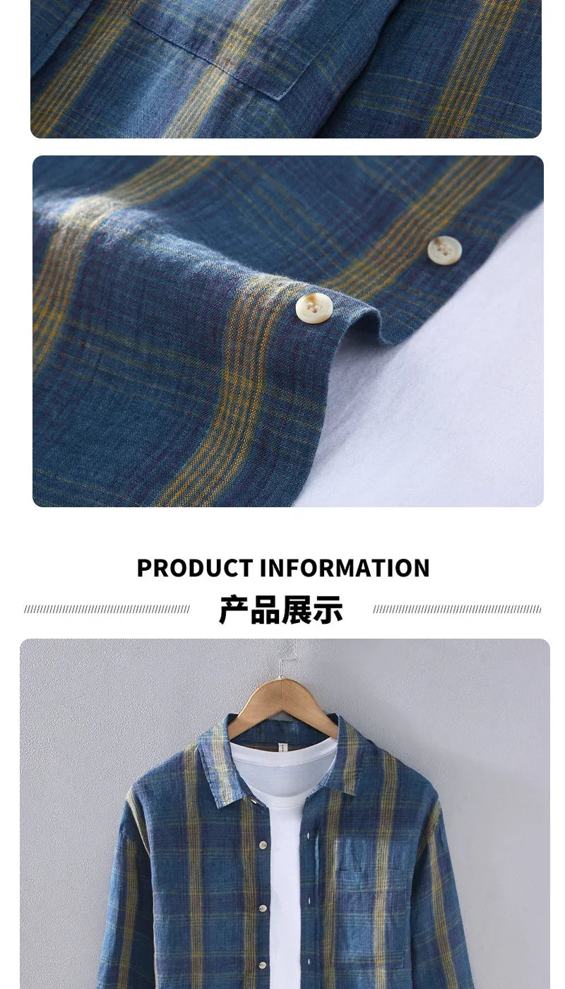 Men's Plaid Long Sleeve Shirt – Thin Casual Loose Cardigan Style Jacket, 2025 Spring & Autumn Fashion Top
