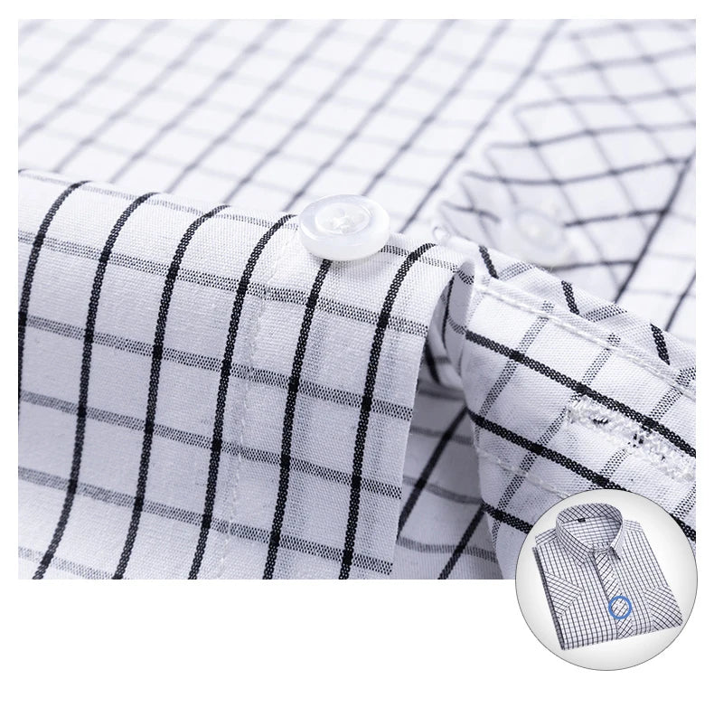 Men's Casual Cotton Plaid Shirt – Short Sleeve Summer Shirt, Elegant Business & Smart Dress Shirt, England Fashion Top