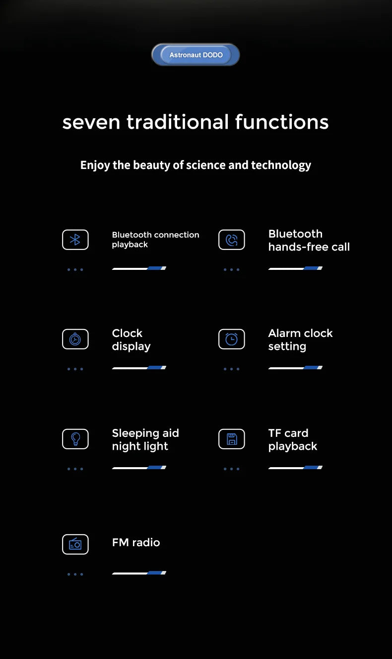 Smart Astronaut Bluetooth Speaker with Night Light, FM Radio, Portable Wireless Subwoofer Speaker