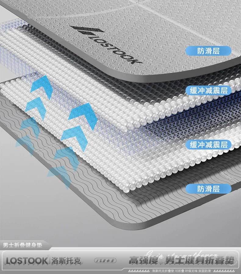 Foldable Yoga Mat Anti Slip Thick Widened Fitness Mat for Home and Outdoor Exercise