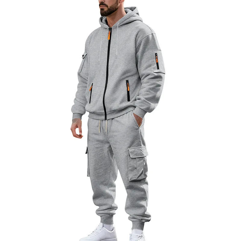 Men’s Winter Heavy Fleece Zip-Up Hoodie – Warm Casual Sportswear