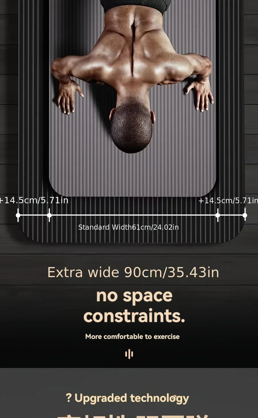 Thick Black Yoga Mat Non Slip Durable NBR Rubber Fitness Exercise Mat for Home Workouts