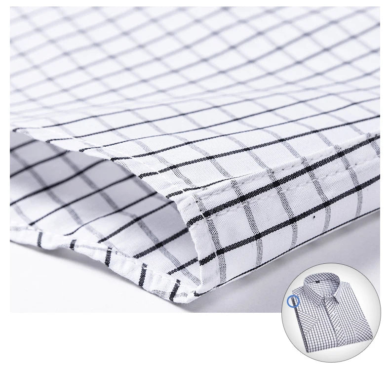 Men's Casual Cotton Plaid Shirt – Short Sleeve Summer Shirt, Elegant Business & Smart Dress Shirt, England Fashion Top