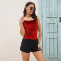 Sexy Velvet Halter Crop Top – Trendy Backless Camisole for Women - trendingshoping.com