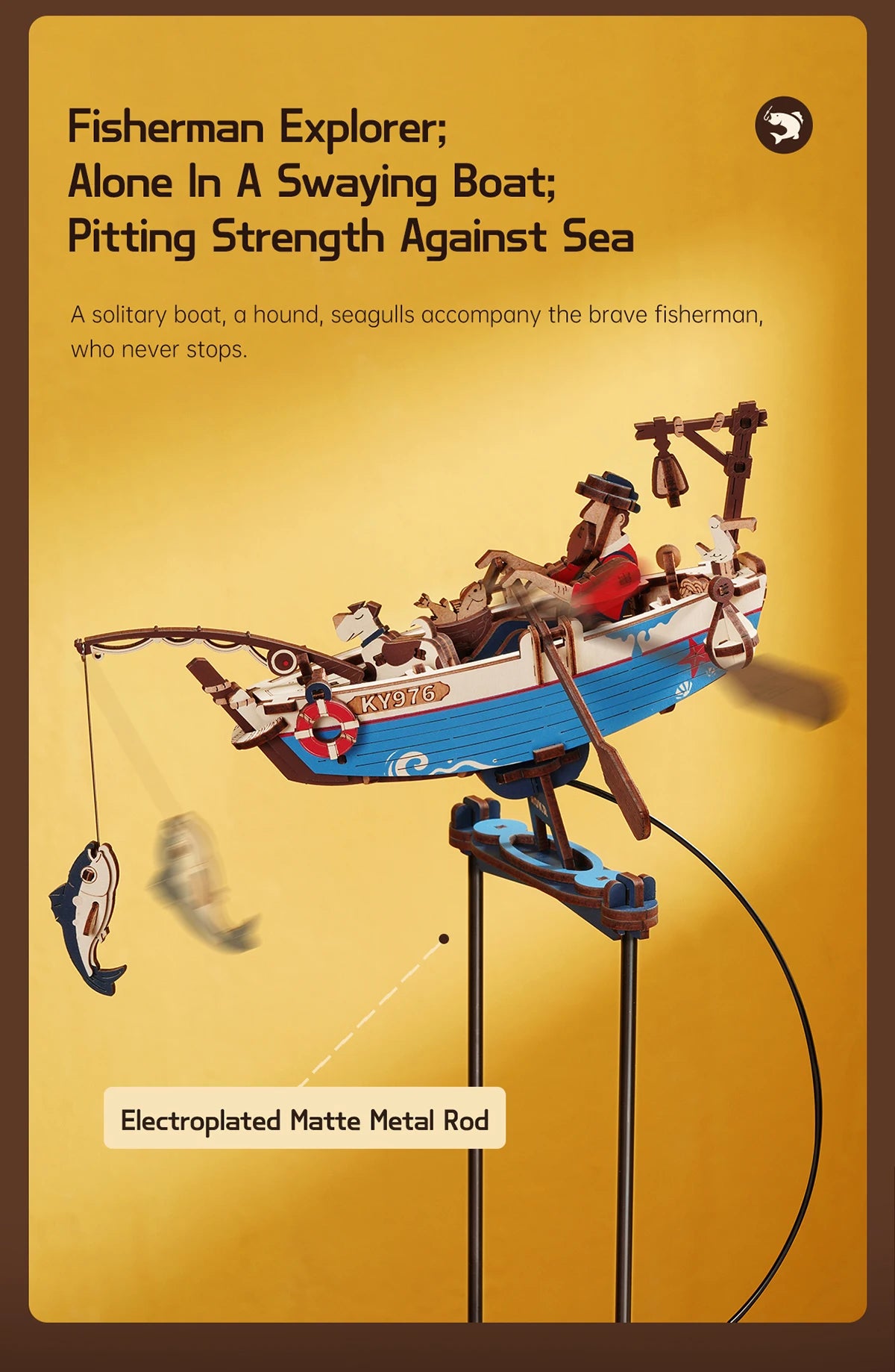 Robotime Rokr Gravity Swing Model Building Kit 3D Wooden Puzzle kit Sky Captain kit Ocean Fisher kit Best Gifts for Adults Teens - trendingshoping.com