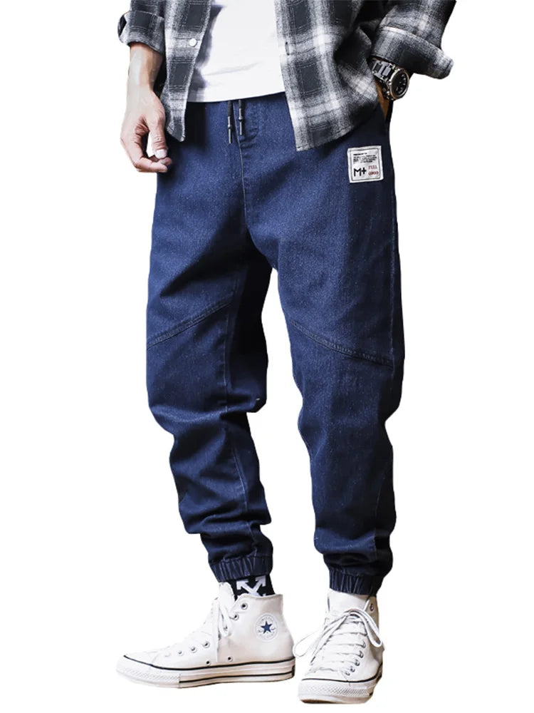 Mens Plus Size Loose Jogger Jeans Harem Cargo Ankle Length Denim Trousers