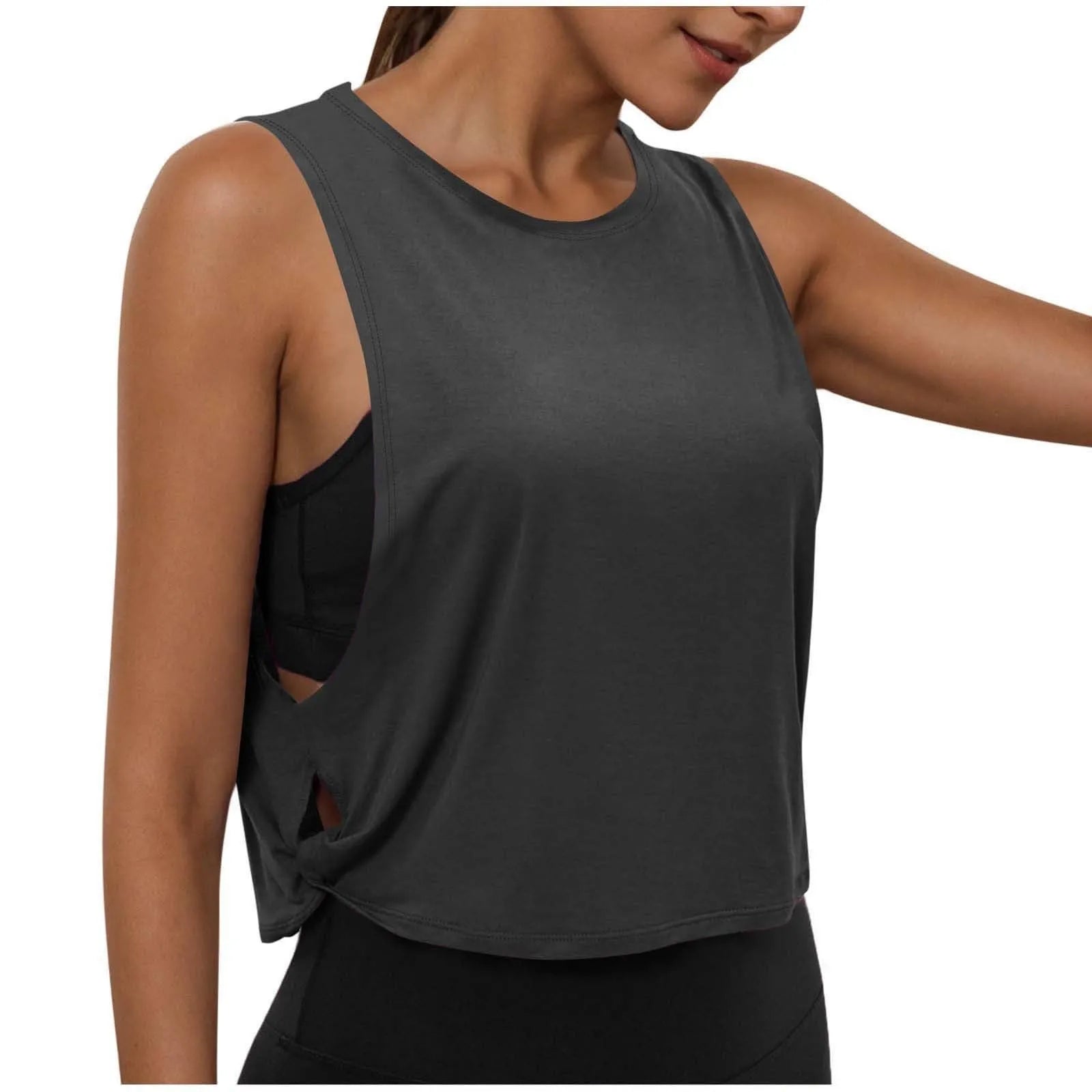 Women’s Sleeveless Yoga Top Breathable Workout Tank Crop Top Athletic Running Vest