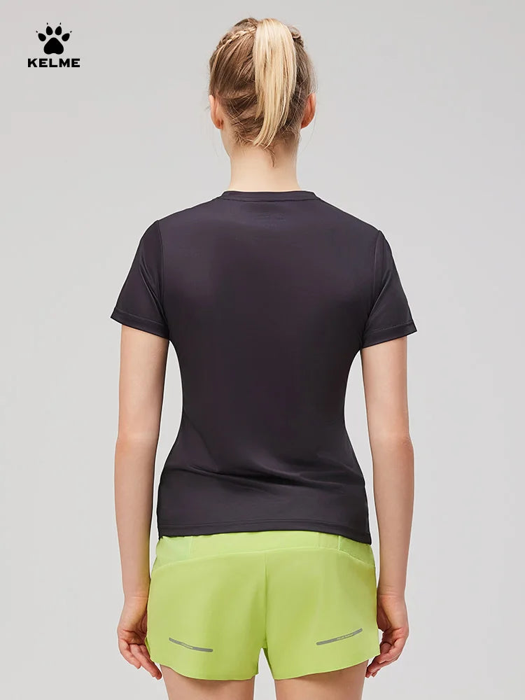 KELME Womens Running Short Sleeve Outdoor Marathon Sports T Shirt Lightweight Breathable Quick Dry Training Top