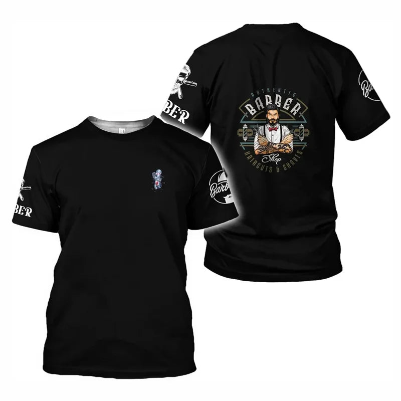 Barber Shop T Shirt For Men Hairdresser Graphic T-shirt 3D Printed Short Sleeves Work Wear Tops Summer Oversized Tee Shirts