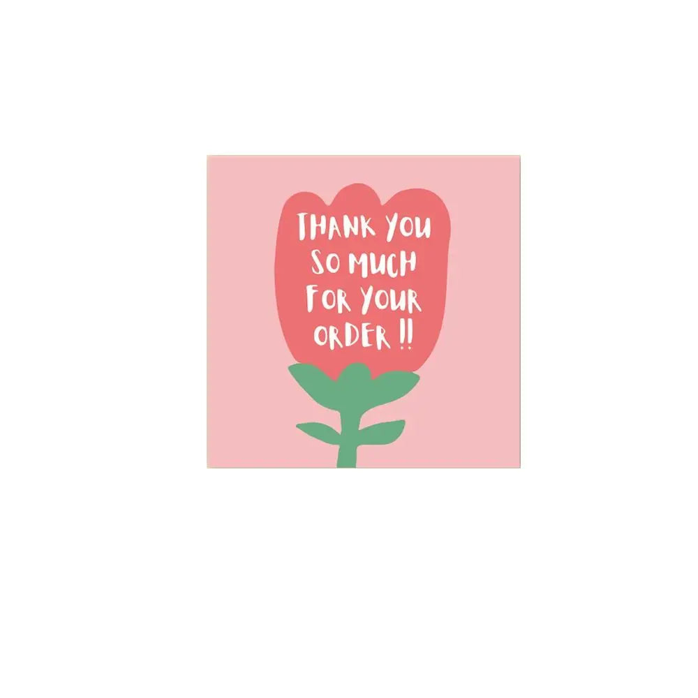 50Pcs 6cm*6cm Thank You Cards Cartoon Flower Greeting Postcards Multicolor Universal Gratitude Labels Event Ornament Home Decor