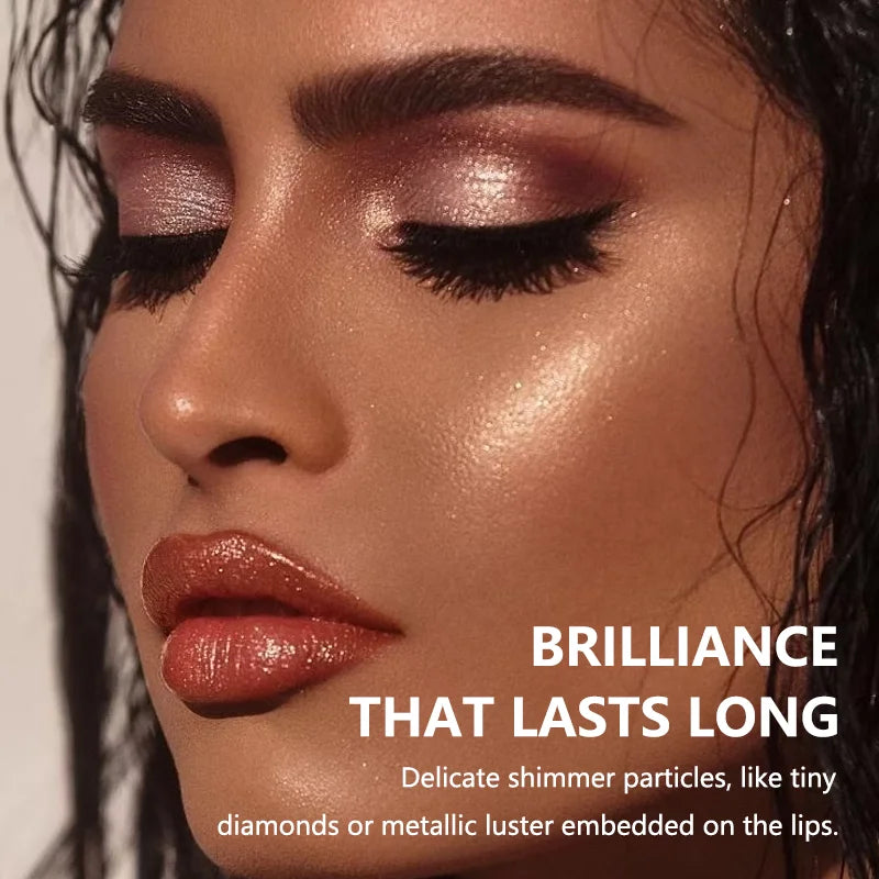 Pearlescent Pink Glitter Lipstick Metallic Shimmer Matte Velvet Lipstick for Women