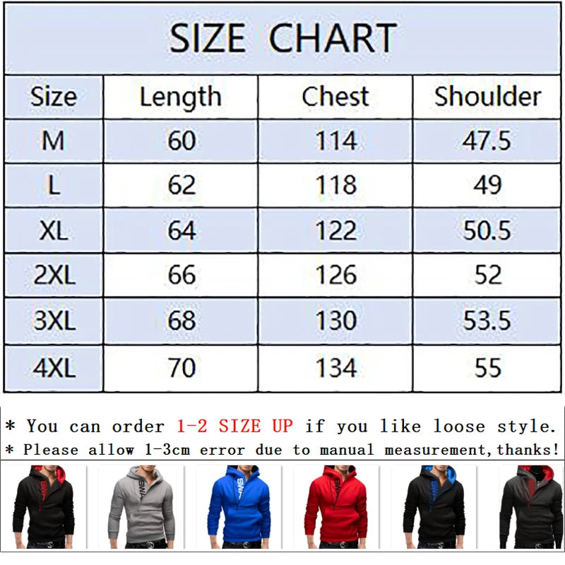 Men Long Sleeve Zipper Hoodie Pullover Sweatshirt