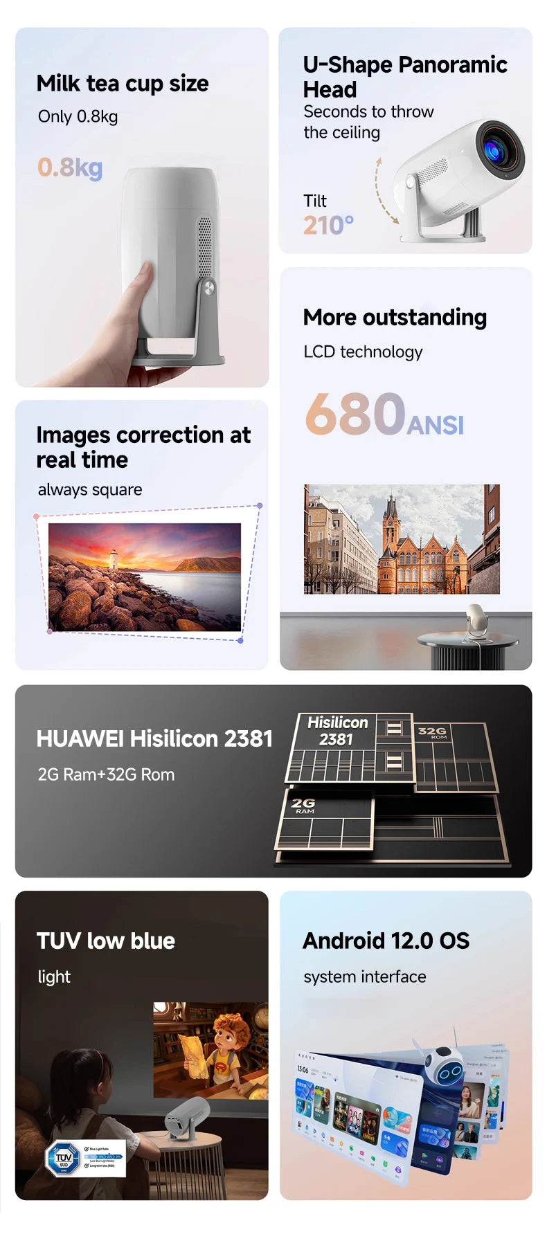 Lenovo 4K Android 12 Projector – Ultra HD Home Theater, WiFi 6 & Auto Focus - trendingshoping.com