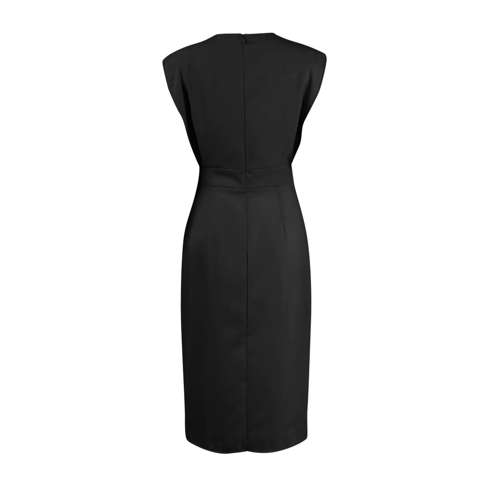 White Formal Autumn Dress for Women - Elegant Office & Evening French Style