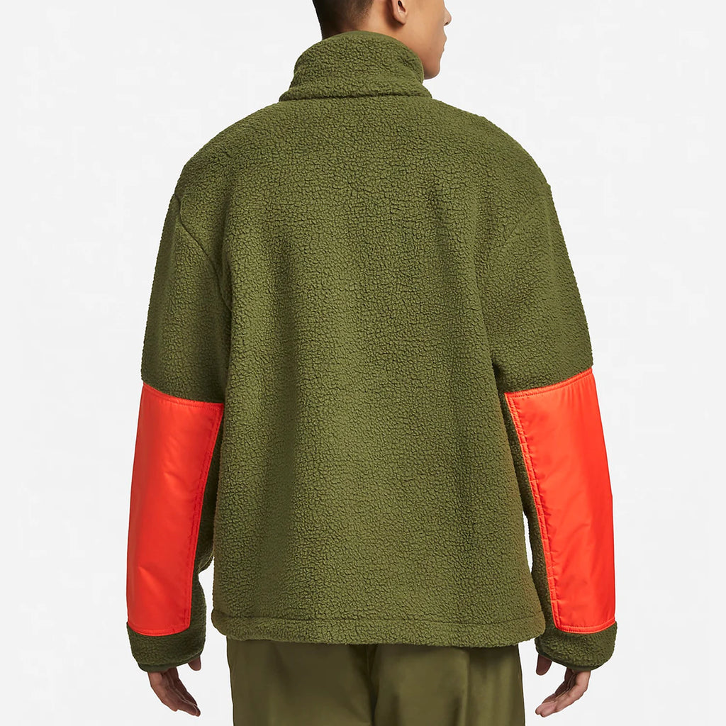 Men's New Season Sherpa Fleece Sport Jacket - Thermal Full-Zip Hooded Coat - DV8183-326 - Rough Green