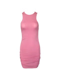 Women Bodycon Mini Dress Sleeveless Slim Fit Solid Color