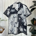 Men's Luxury Paisley Floral Shirt - Short Sleeve Digital Print Casual Top