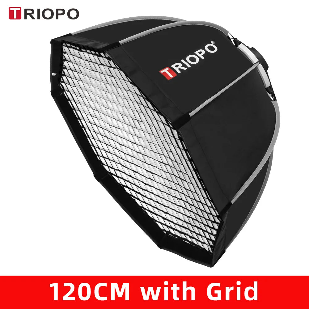 TRIOPO 55cm 65cm 90cm 120cm Foldable Octagon Softbox Bowens Mount for Sokani X100 COLBOR Godox Aputure Amaran 300c LED Light - trendingshoping.com