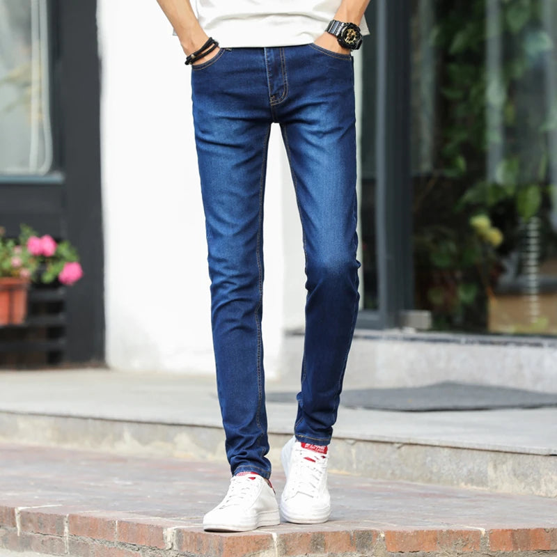 Men's Slim Fit Stretch Skinny Jeans - High Quality Black & White Denim Pants