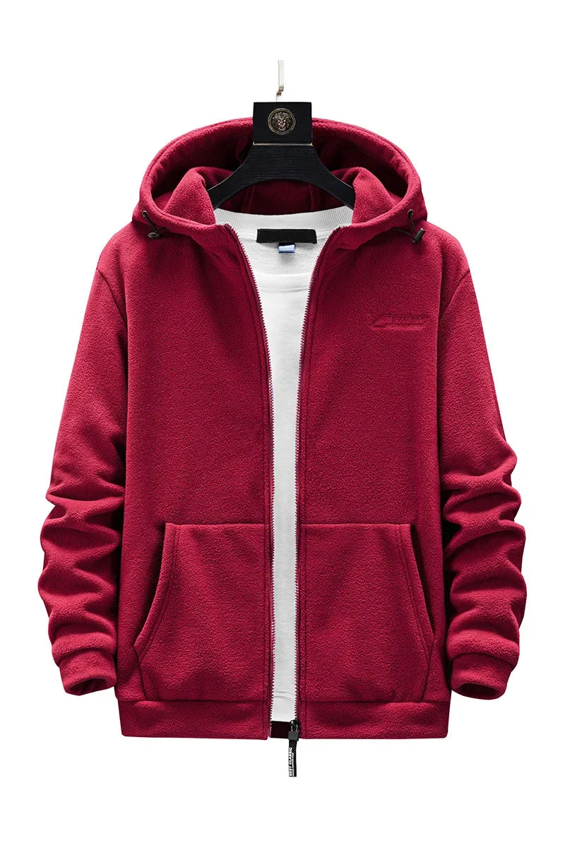 Men’s Heavyweight Fleece Hoodie Thick Lined Full Zip Outdoor Warm Jacket for Winter Unisex