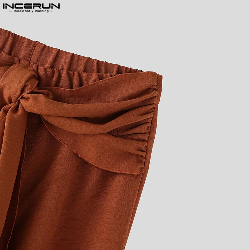 INCERUN Men's Pleated Harem Pants - Oversized Streetwear Trousers