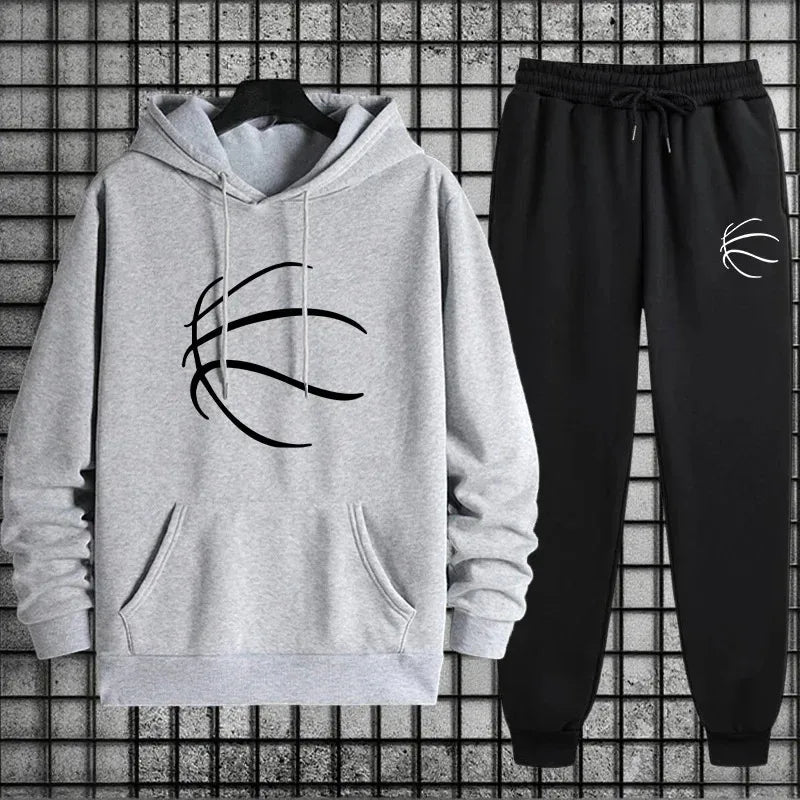 Men's 2-Piece Urban Sportswear Set - Casual Autumn & Winter Hoodie and Joggers Suit