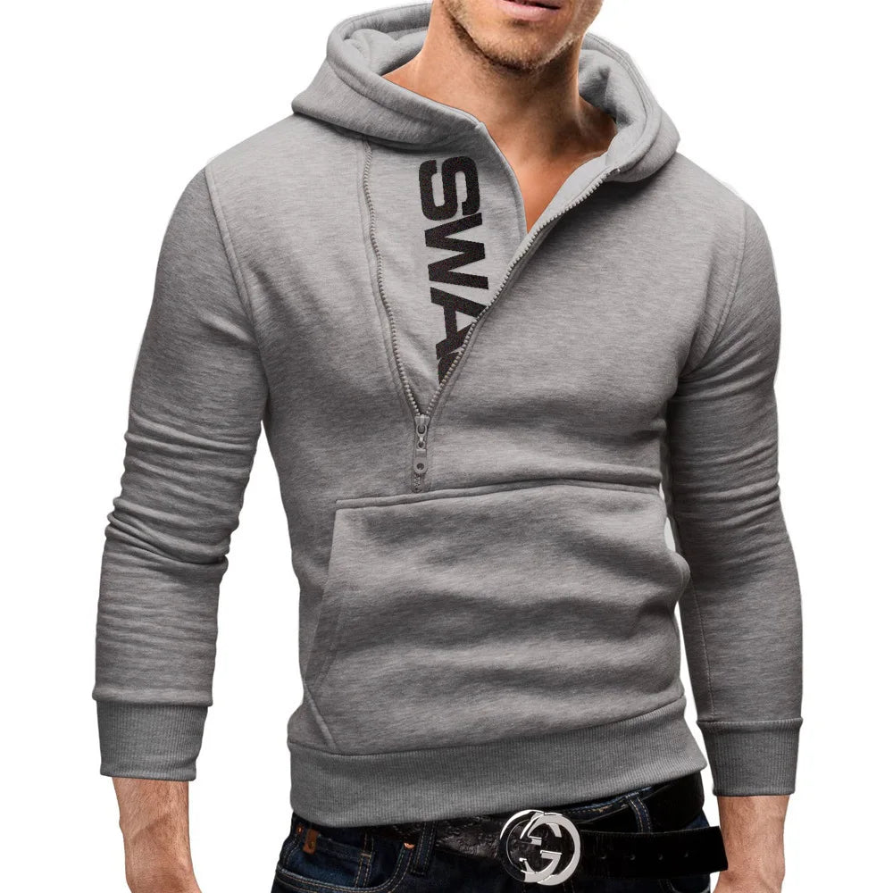 Men Long Sleeve Zipper Hoodie Pullover Sweatshirt