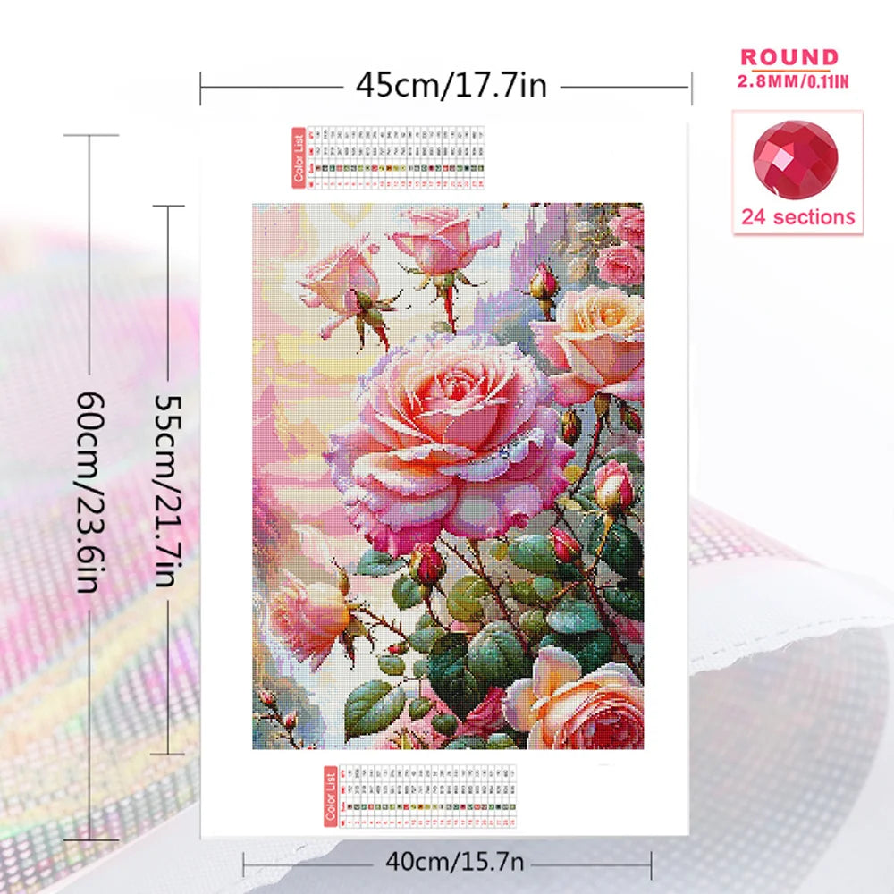 Huacan 2025 New Series Diamond Painting Flower Full Square Round Diamond Mosaic Rose Handmade Gift Giving