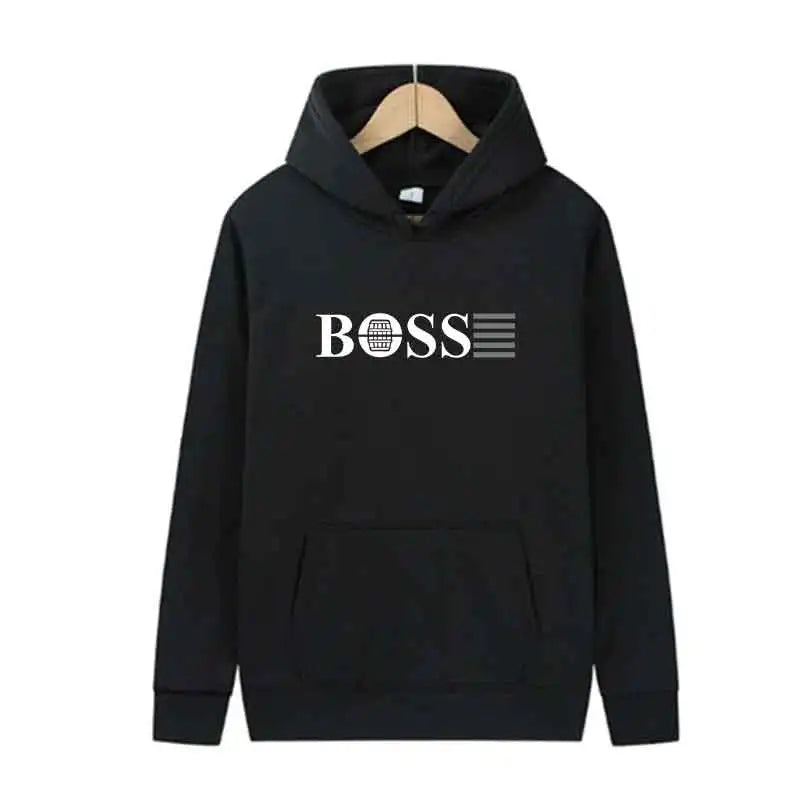 Boss Men’s Hooded Sweatshirt for Outdoor Sports & Jogging – Casual Streetwear, Spring Wear