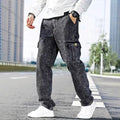 Mens Loose Straight Leg Jeans Large Pocket Casual Work Pants