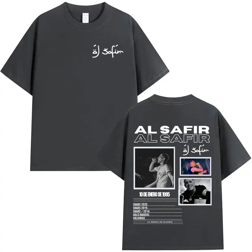 Rapper Al Safir Tour Graphics Hip Hop Tshrit Mens Harajuku Clothing Oversized Tide T-shirts Gothic Casual Y2K T Shirt Streetwear