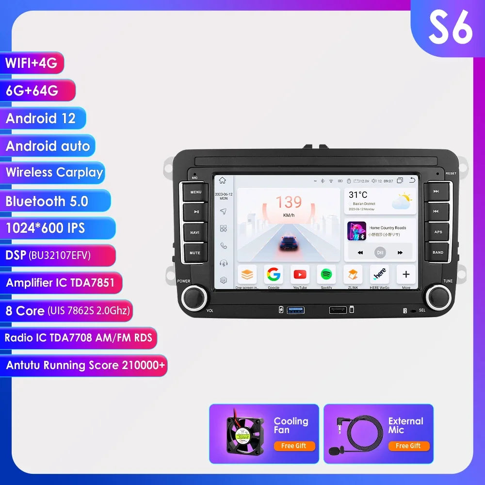 Android 13 Car Radio for VW POLO GOLF 5 6 Plus PASSAT B6 JETTA TIGUAN TOURAN SHARAN SCIROCCO CADDY Seat Carplay Audio Stereo GPS - trendingshoping.com