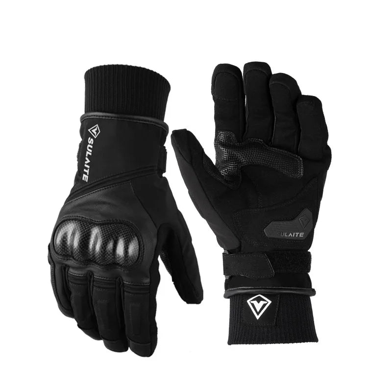 Waterproof Winter Motorcycle Gloves Genuine Goatskin Leather Warm Touch Screen