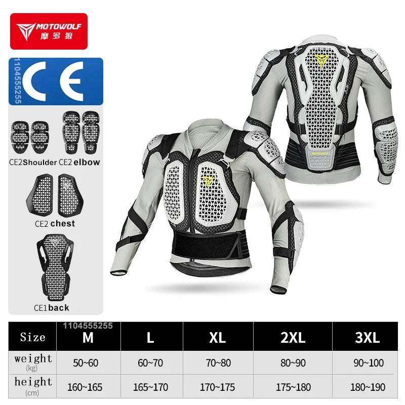 Motowolf Motorcycle Jacket for Men and Women Moto Body Armor Motocross Racing CE Approved Motorbike Dirt Bike Protection Gear