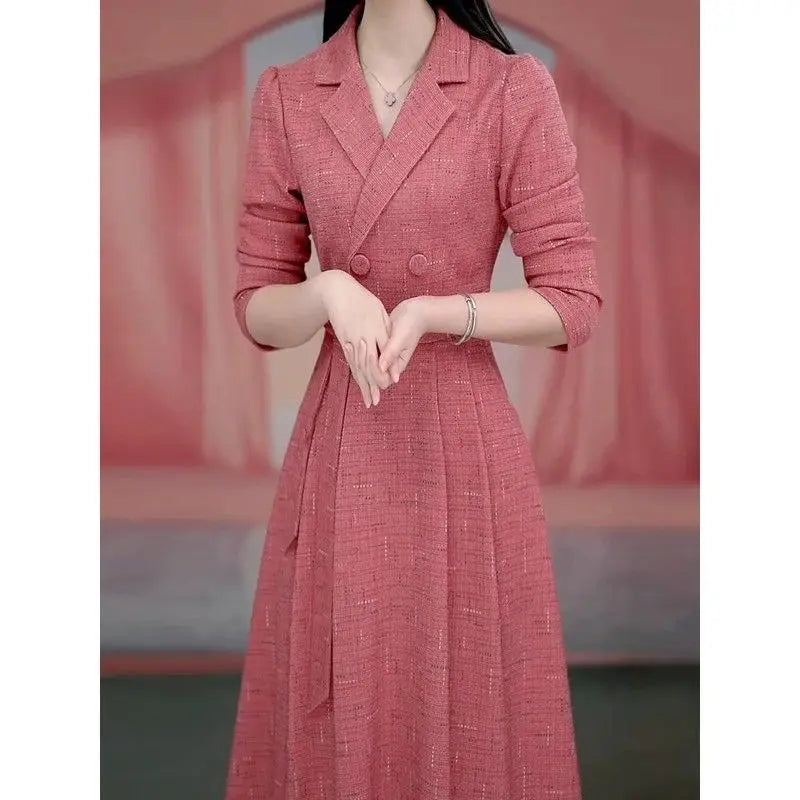 Womens Dress - Korean Style Spring Autumn A-Line Midi
