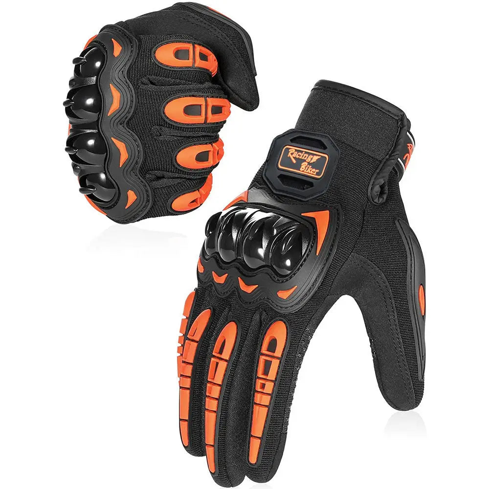 Professional Motorbike Gloves Mens Womens with Hard Knuckles Anti Slip Palm Touchscreen Design for Dirt Bike Riding
