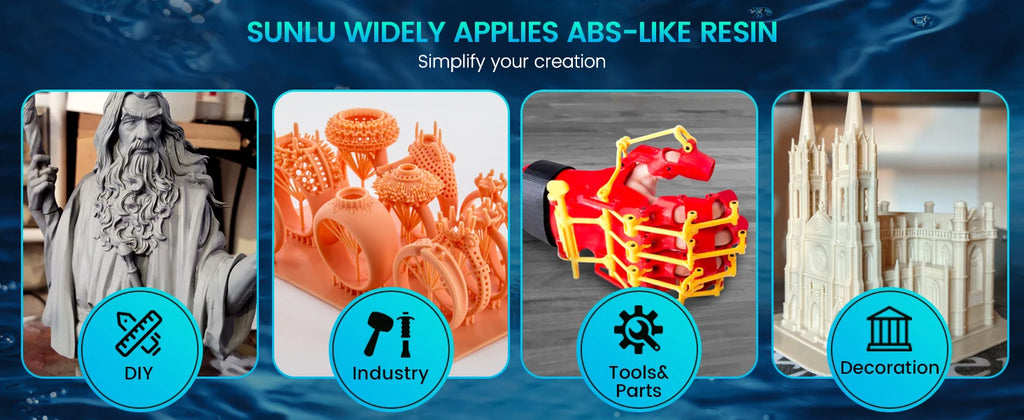 SUNLU ABS-Like 3D Printer Resin – 405nm Rapid UV-Curing, Water Washable, 1000g Bottle