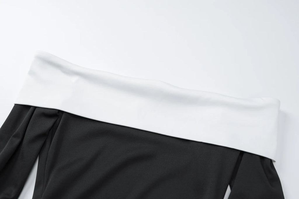 Dulzura Women's Off-Shoulder Long Sleeve Mini Dress - Slim Fit Sexy Party Clubwear