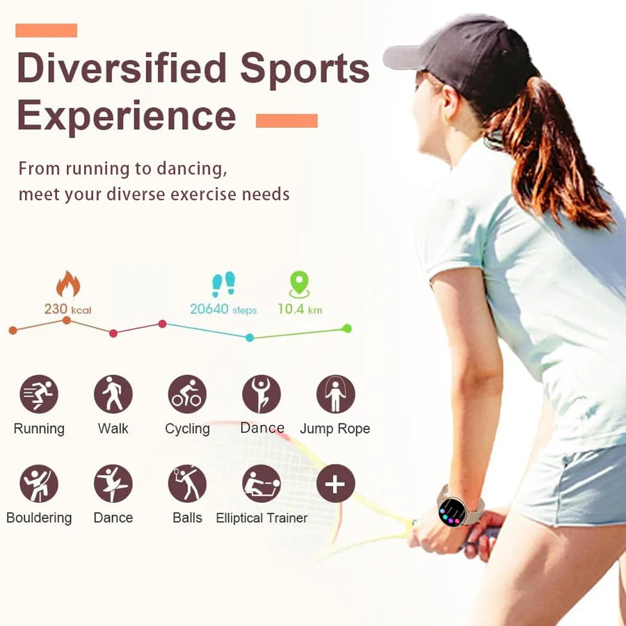 Smart Watch for Women – Always-On Display, IP67 Waterproof, Fitness Tracker with Sleep & Menstrual Cycle Monitoring – Black Gold