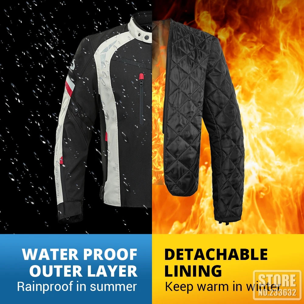 Motorcycle Jacket Waterproof Cold Proof Four Season Motocross Windproof Riding Protective Gear Black