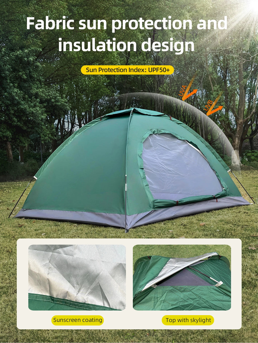 Outdoor Camping Tent Portable Hand Built Windproof Rain Sun Protection Hiking Tent For Couples And Children Double Bed Use