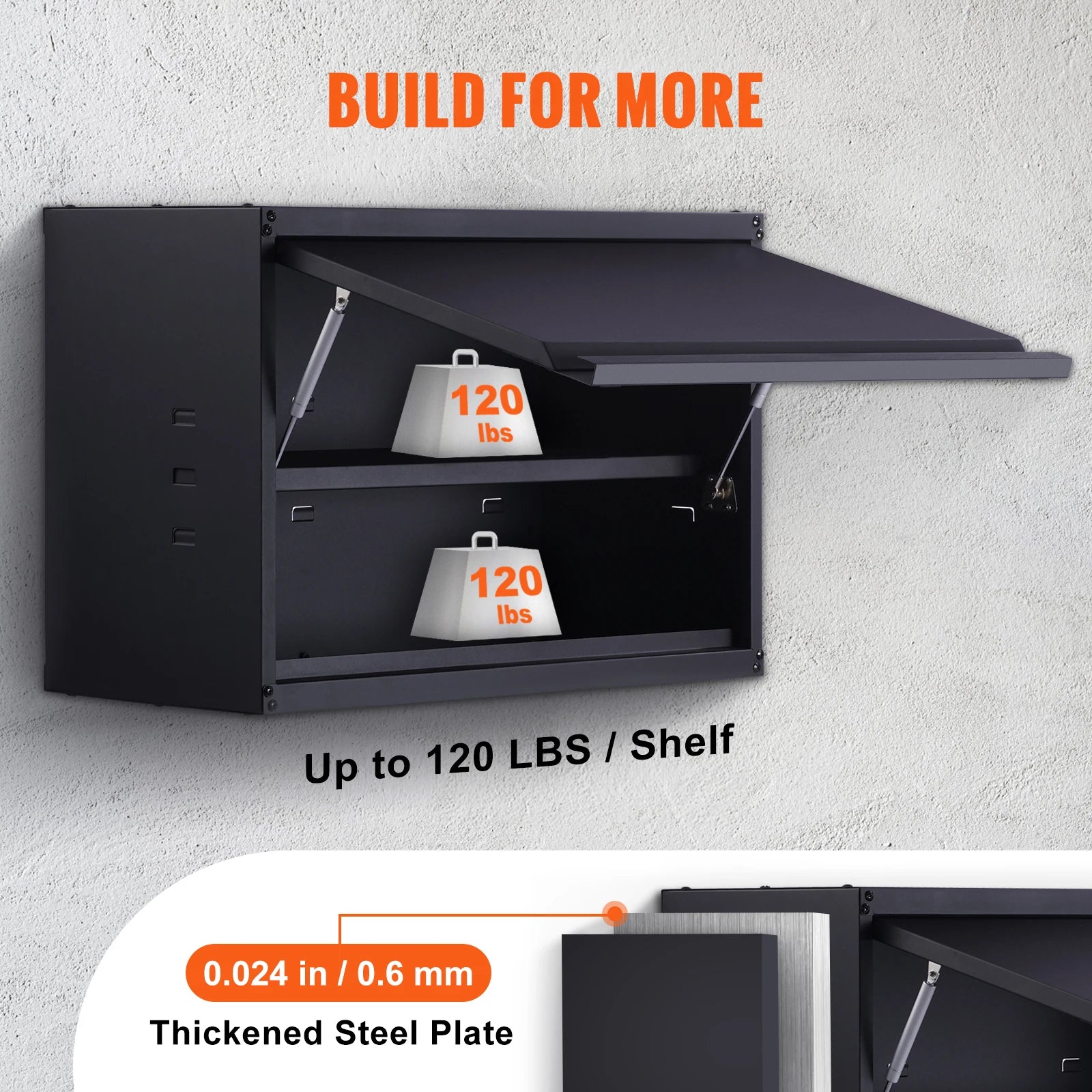 SucceBuy 120lbs per Shelf Metal Storage Cabinet 20'' Tall Wall-Mounted Steel Garage Cabinet with Adjustable Shelf for Office - trendingshoping.com